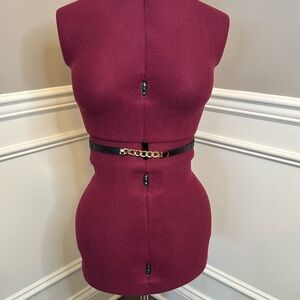 Black and gold chain button back waist belt